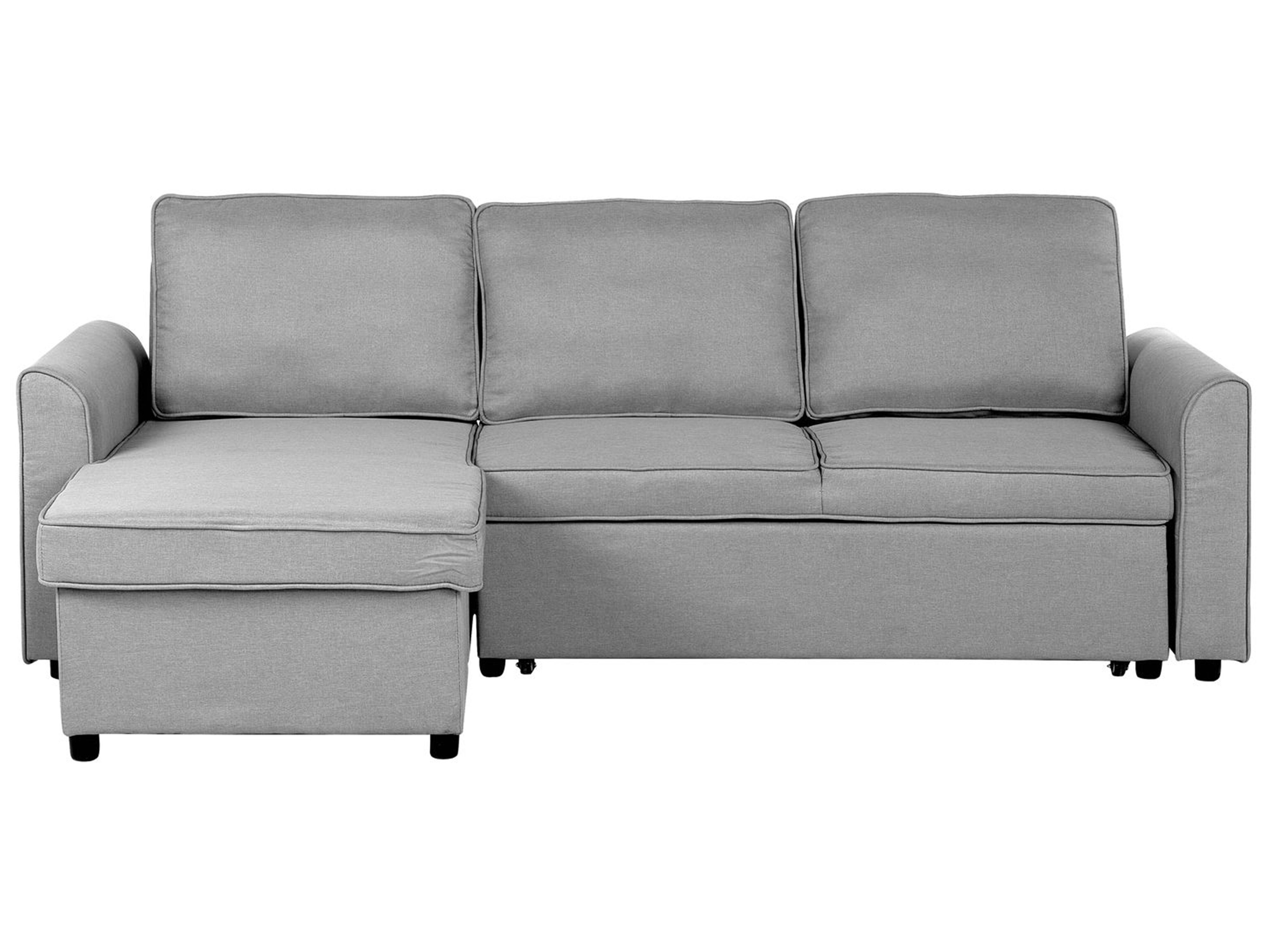 Right Hand Fabric Corner Sofa Bed with Storage Grey NESNA Beliani.co.uk