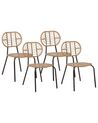 Conjunto de 4 sillas de ratán beige/negro/natural PRATELLO_867998