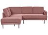 Right Hand 4 Seater Fabric Corner Sofa Pink Brown BREDA_885919