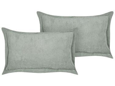 Set of 2 Corduroy Cushions 47 x 27 cm Light Green ZINNIA
