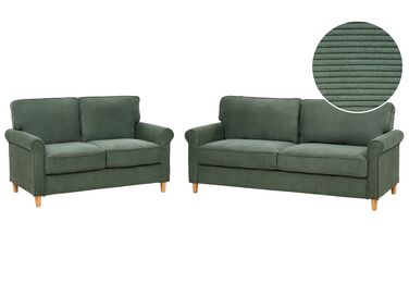 Sofa Set Cord dunkelgrün 5-Sitzer RONNEBY