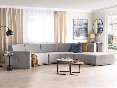 6 Seater Curved Linen Sofa Grey BOLEN