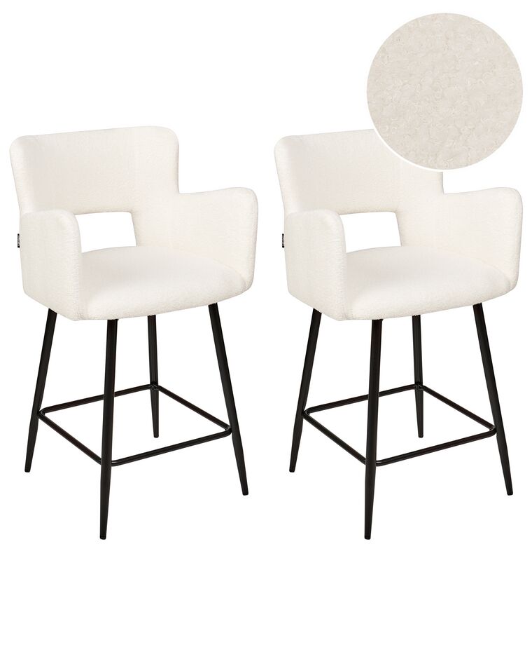 Set of 2 Boucle Bar Chairs White SANILAC_912633