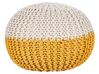 Cotton Knitted Pouffe 50 x 35 cm Beige and Yellow CONRAD _735019