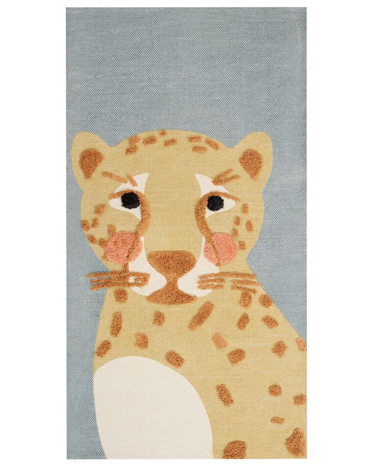 Cotton Kids Rug Leopard Print 80 x 150 cm Yellow and Grey TANGSE_864114
