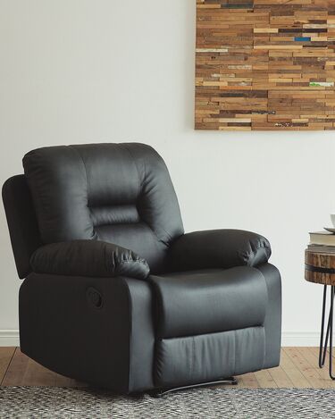 Faux Leather Manual Recliner Chair Black BERGEN