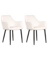 Conjunto de 2 cadeiras de jantar em veludo branco creme WELLSTON_901866