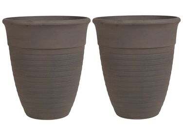 Conjunto de 2 vasos para plantas em pedra castanha 50 x 50 x 58 cm KATALIMA