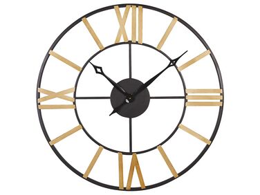 Horloge murale en fer ø 80 cm noir et doré VALSOT