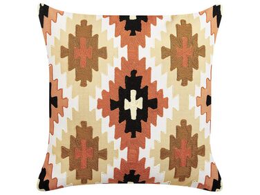 Embroidered Cotton Cushion Geometric Pattern 50 x 50 cm Multicolour SERAMPORE