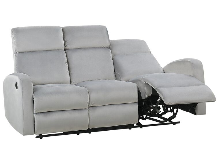 Sofá 3 plazas reclinable eléctrico de terciopelo gris claro VERDAL |  Beliani.es