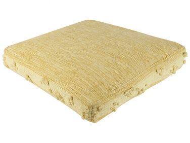 Cotton Floor Cushion 60 x 60 x 12 cm Yellow CLONE