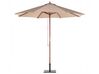 Ensemble de jardin en bois 8 places avec coussins rayés et parasol beige MAUI_697730