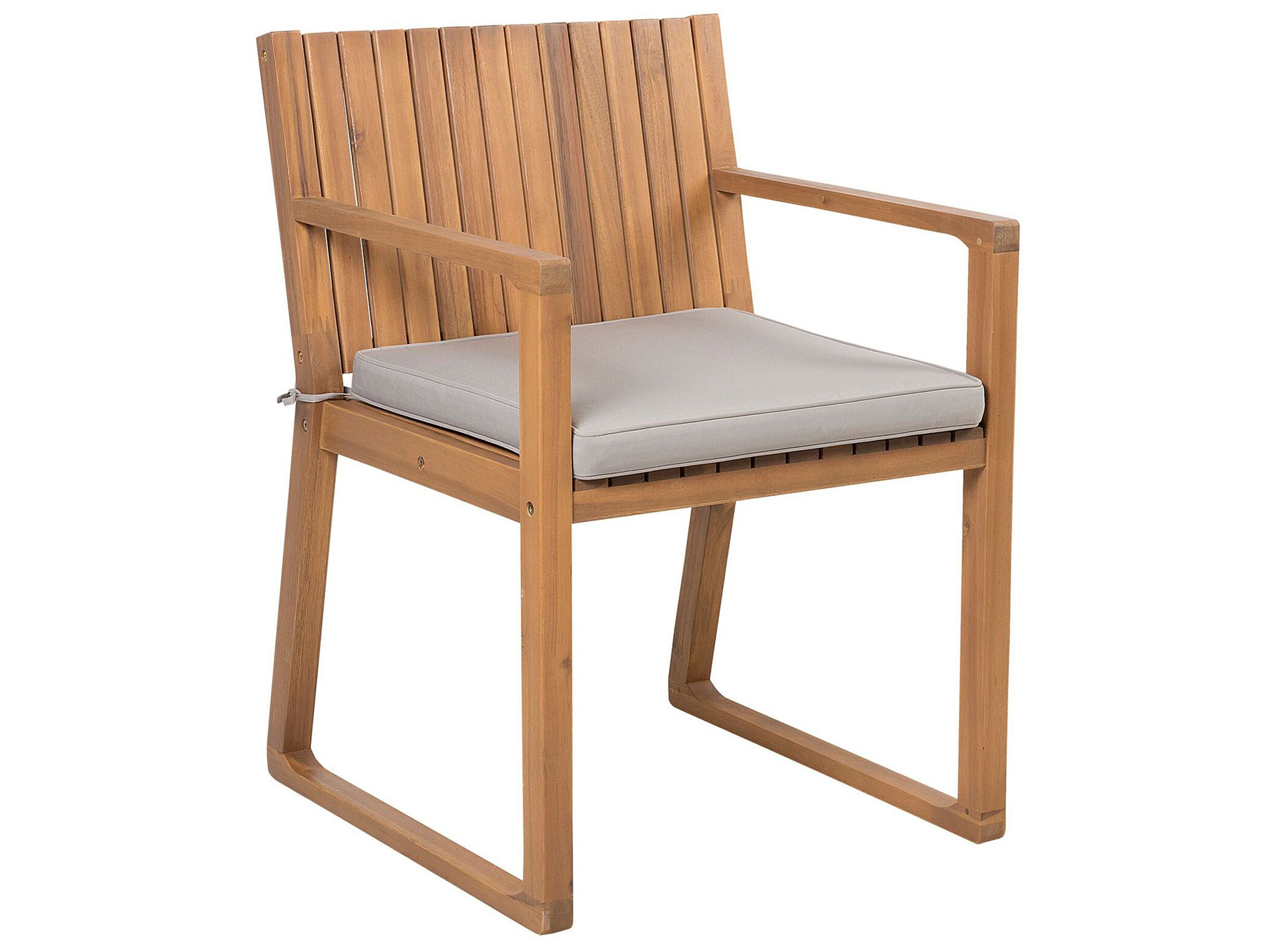 Acacia Wood Garden Dining Chair With, Wooden Outdoor Dining Chairs With Cushions