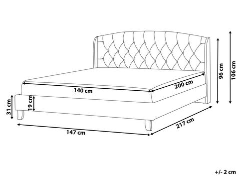 Bed Beige Bordeaux Beliani, Double Size Bed Frame Measurements