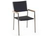 Gartenmöbel Set Crashglas 180 x 90 cm 6-Sitzer Stühle Rattan schwarz GROSSETO_725631