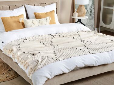 Cotton Blanket 130 x 170 cm Light Beige and Black ULUYOL