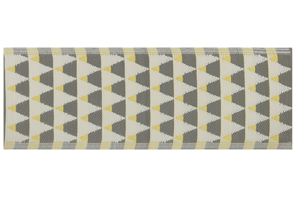 x Teppich grau-gelb Dreieck HISAR cm 105 60 Outdoor Muster