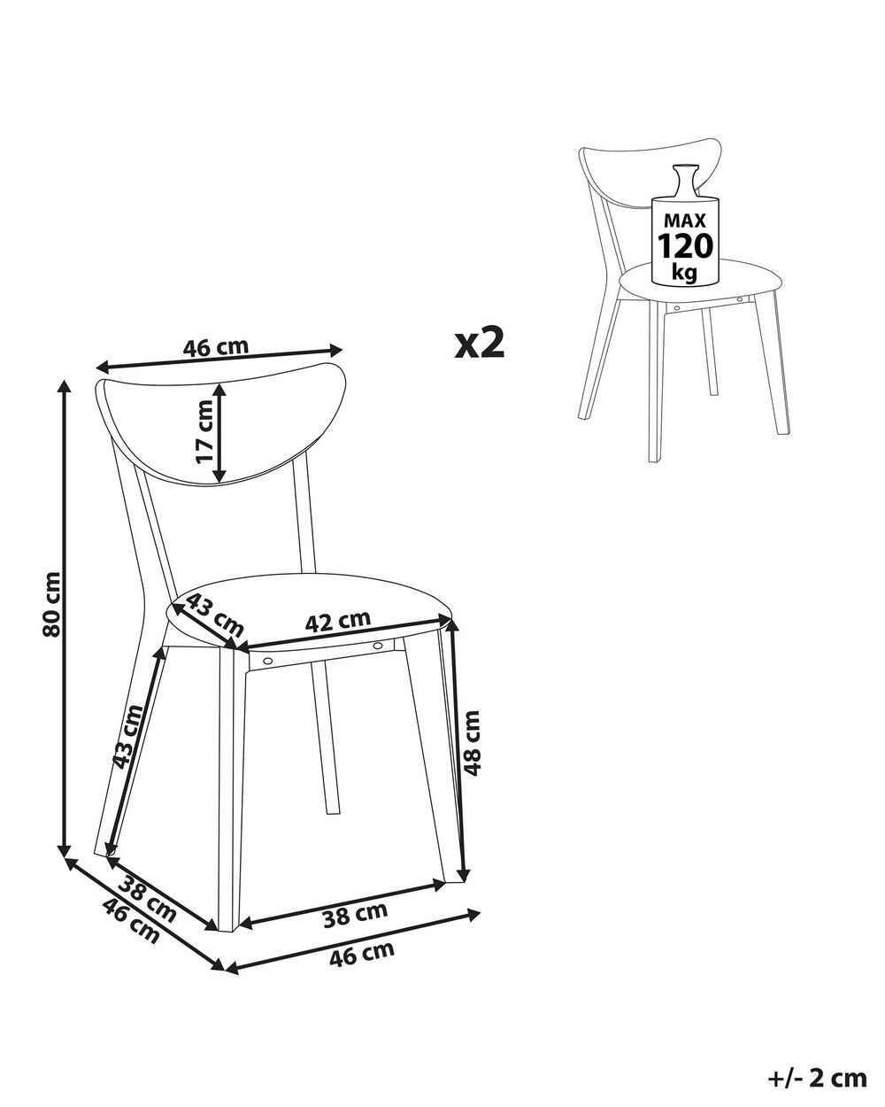 Set di 2 sedie legno scuro e grigio ERIE 