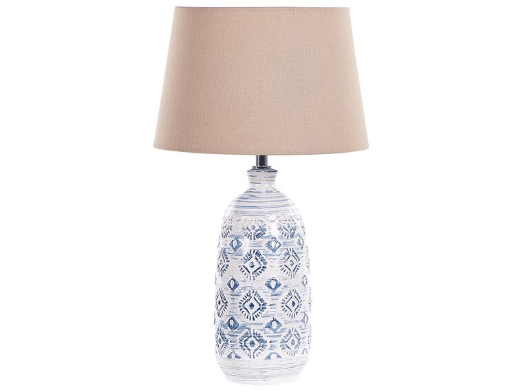 Ceramic Table Lamp White and Blue PALAKARIA_833957