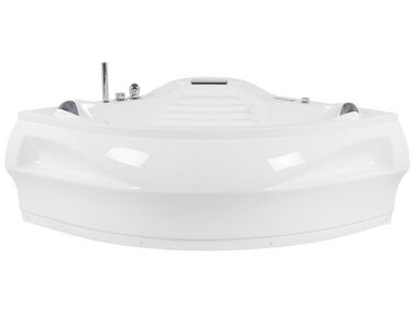 Vírivá rohová vaňa s LED osvetlením a Bluetooth reproduktorom 210 x 145 cm biela MONACO