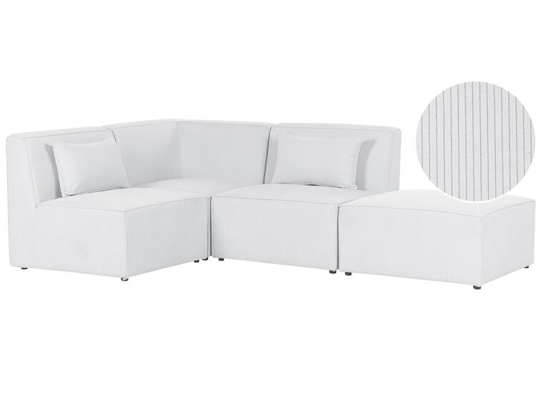Right Hand 3 Seater Modular Jumbo Cord Corner Sofa with Ottoman Off White LEMVIG_875613