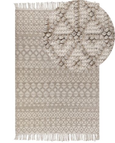 Teppich Wolle sandbeige 200 x 300 cm Kurzflor ALUCRA