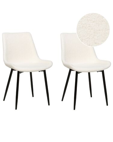 Conjunto de 2 cadeiras de jantar em tecido bouclé branco AVILLA
