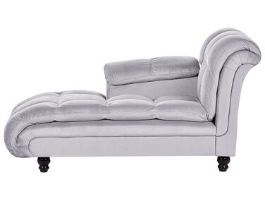 Right Hand Velvet Chaise Lounge Grey LORMONT