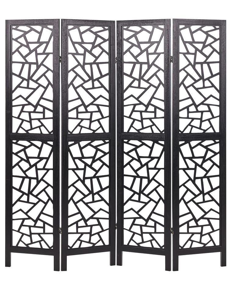 4-panelowy składany parawan pokojowy drewniany 170 x 163 cm czarny PIANLARGO_874012