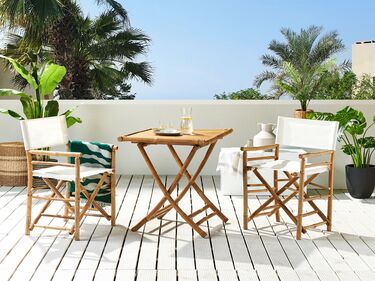 Set of 2 Bamboo Folding Chairs Light Wood and Off-White MOLISE
