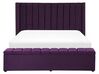 Sametová postel s lavicí 160 x 200 cm, fialová NOYERS_794230