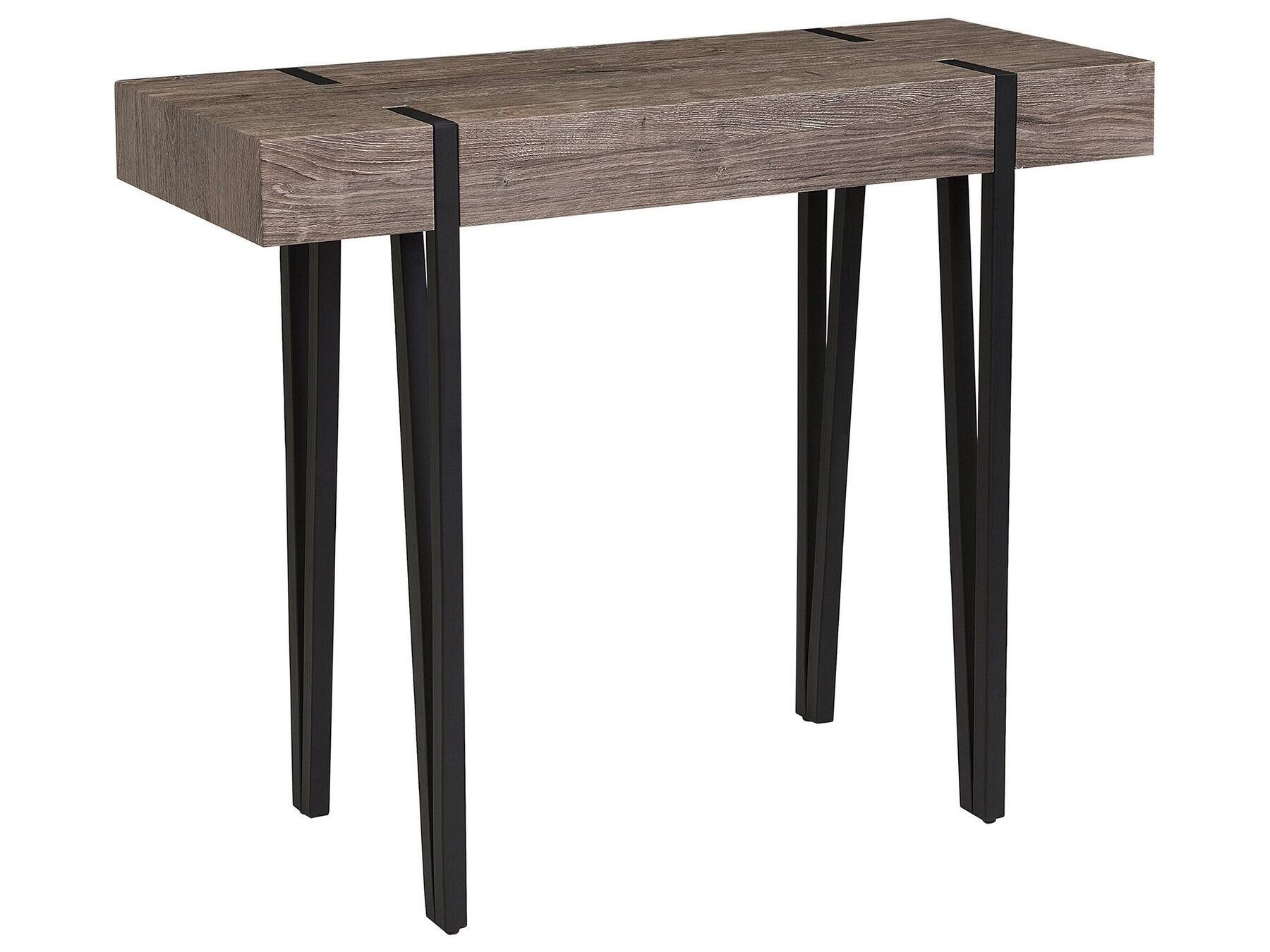 Industrial Console Table Dark Wood Top Metal Hairpin Legs Adena
