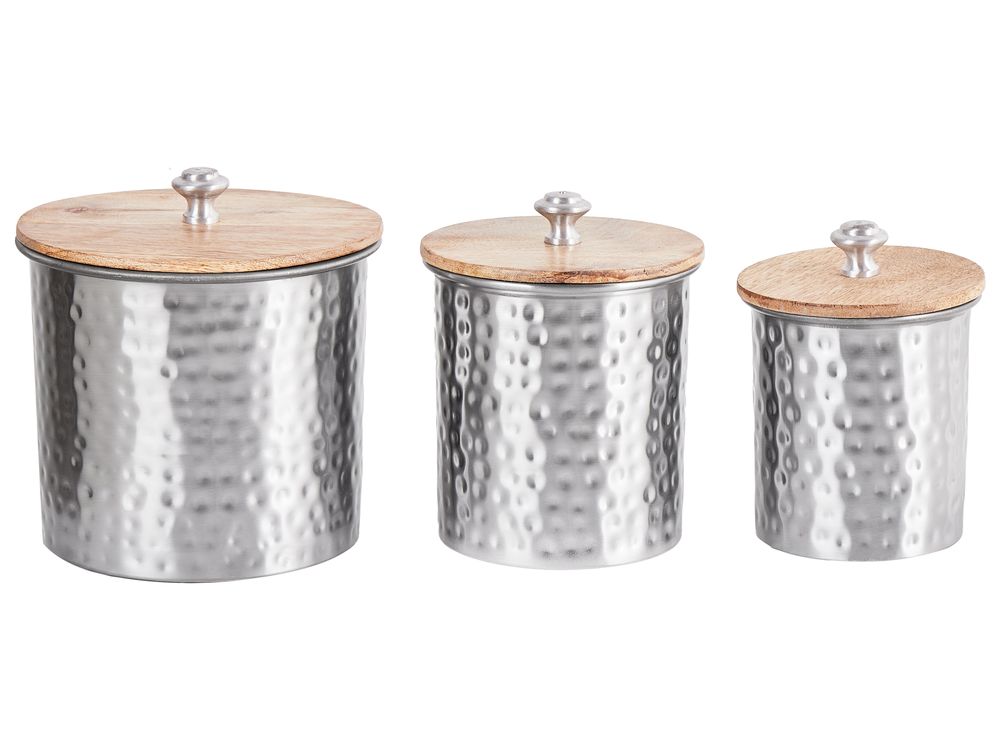 Set of 3 Decorative Containers Silver ALEXANDRIA Beliani.co.uk