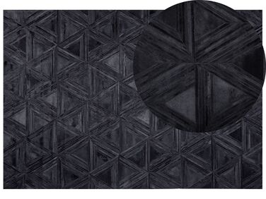 Vloerkleed leer zwart 160 x 230 cm KASAR