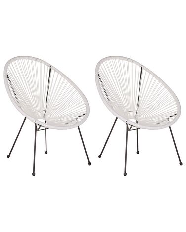 Conjunto de 2 cadeiras de jardim em rattan branco ACAPULCO II