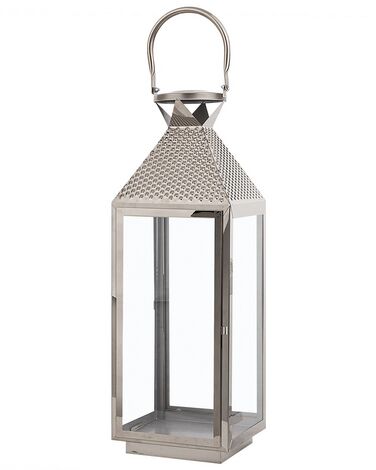 Lampion stalowy 55 cm srebrny BALI
