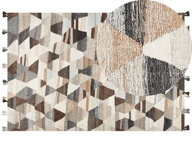 Alfombra kilim de lana beige/marrón/negro 200 x 300 cm ARGAVAND