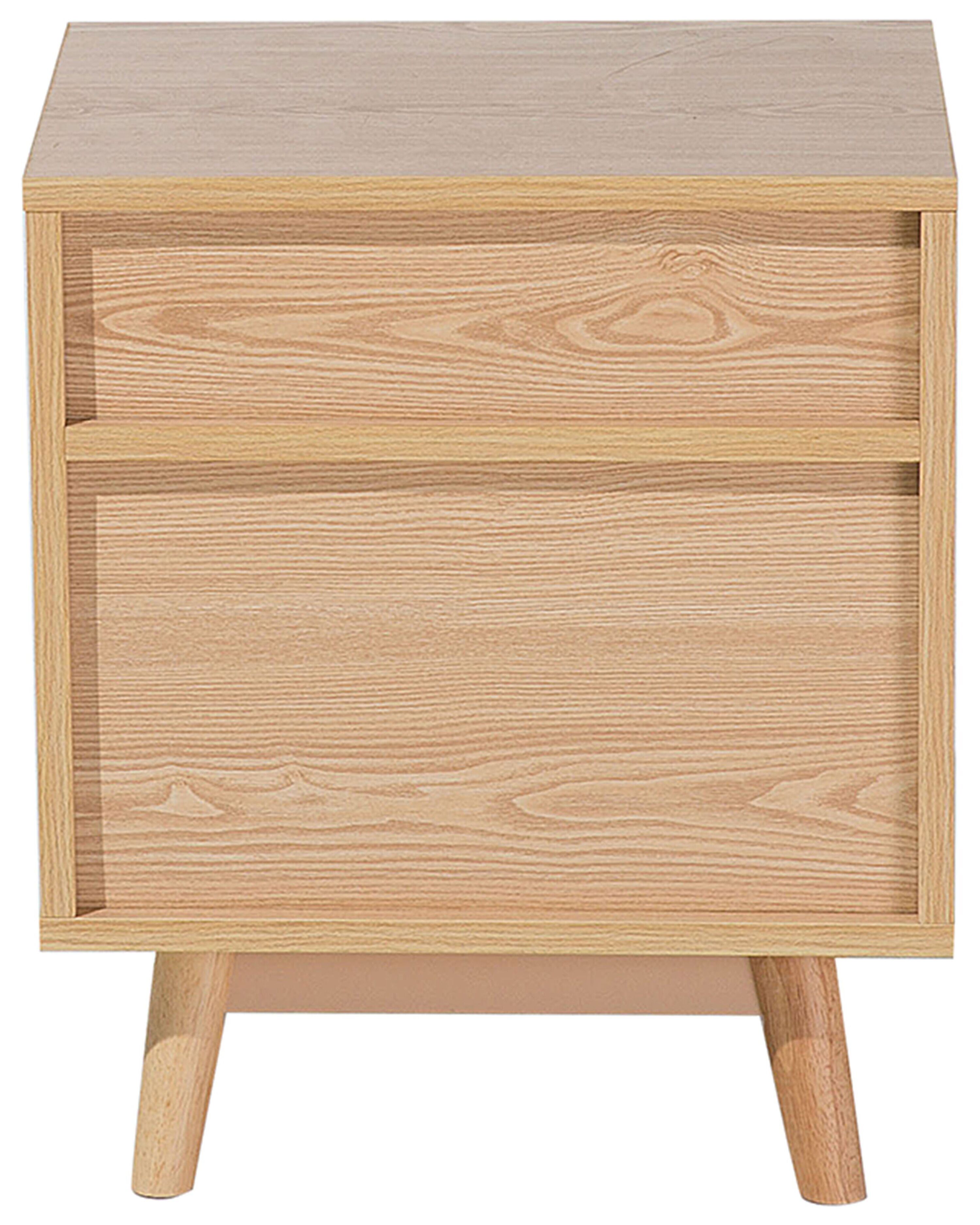2 Drawer Bedside Table Light Wood FARGO Beliani.co.uk