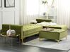Left Hand Velvet Corner Sofa with Ottoman Green ABERDEEN_882337