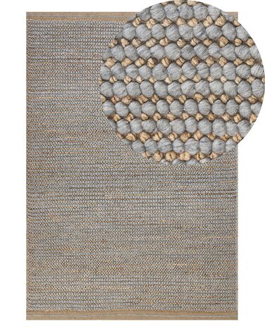 Teppich Wolle grau 140 x 200 cm Kurzflor BANOO