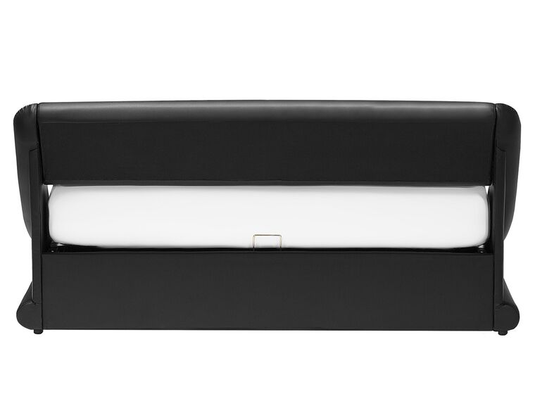 Faux Leather EU King Size Ottoman Bed Black AVIGNON Beliani.co.uk