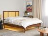 Łóżko LED drewniane 160 x 200 cm jasne AURAY_901726
