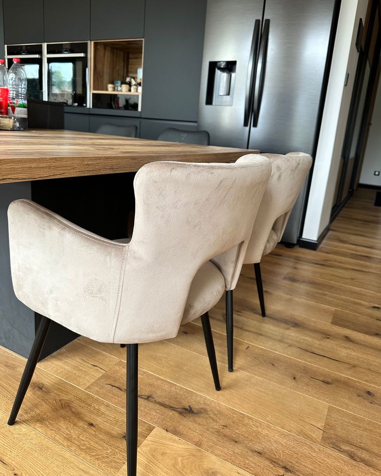 Set of 2 Velvet Dining Chairs Taupe SANILAC Beliani.co.uk