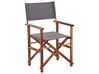 Conjunto 2 cadeiras madeira escura e 2 lonas cinzentas e padrão de folhas CINE_819357