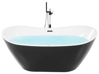Freestanding Whirlpool Bath with LED 1800 x 850 mm Black ANTIGUA