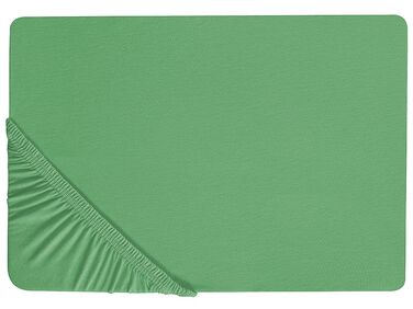 Cotton Fitted Sheet 140 x 200 cm Green JANBU