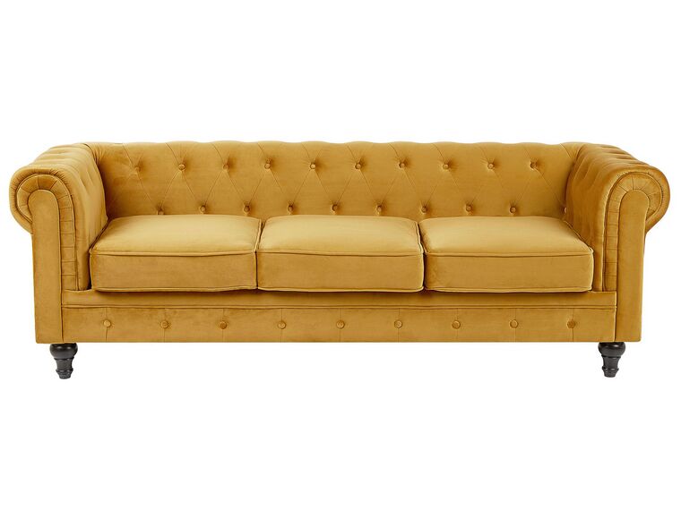 3-istuttava sohva sametti sinapinkeltainen CHESTERFIELD_778709