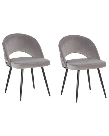 Set of 2 Velvet Dining Chairs Grey VIVIAN