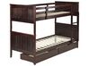 Dřevěná patrová postel s úložným prostorem 90 x 200 cm tmavé dřevo ALBON_877030
